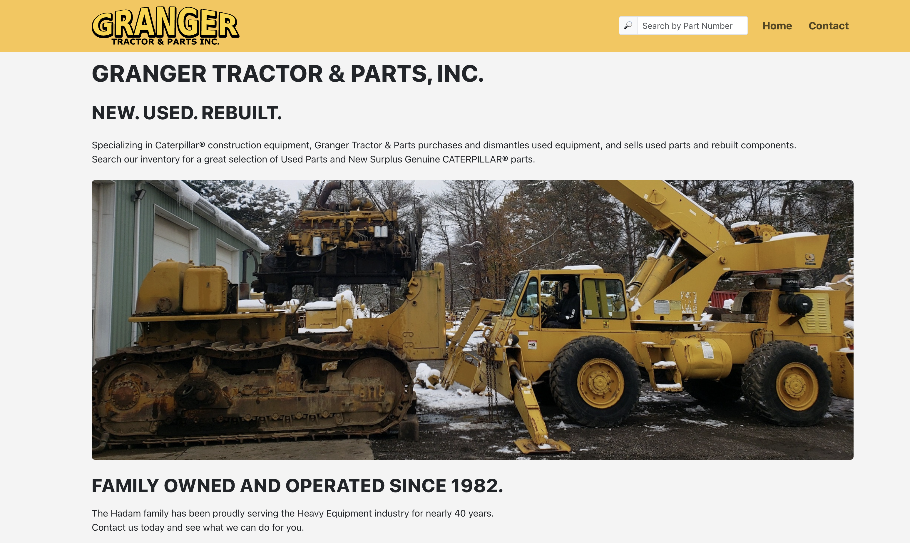 Screenshot of Granger Tractor website hosted by NetCom Services